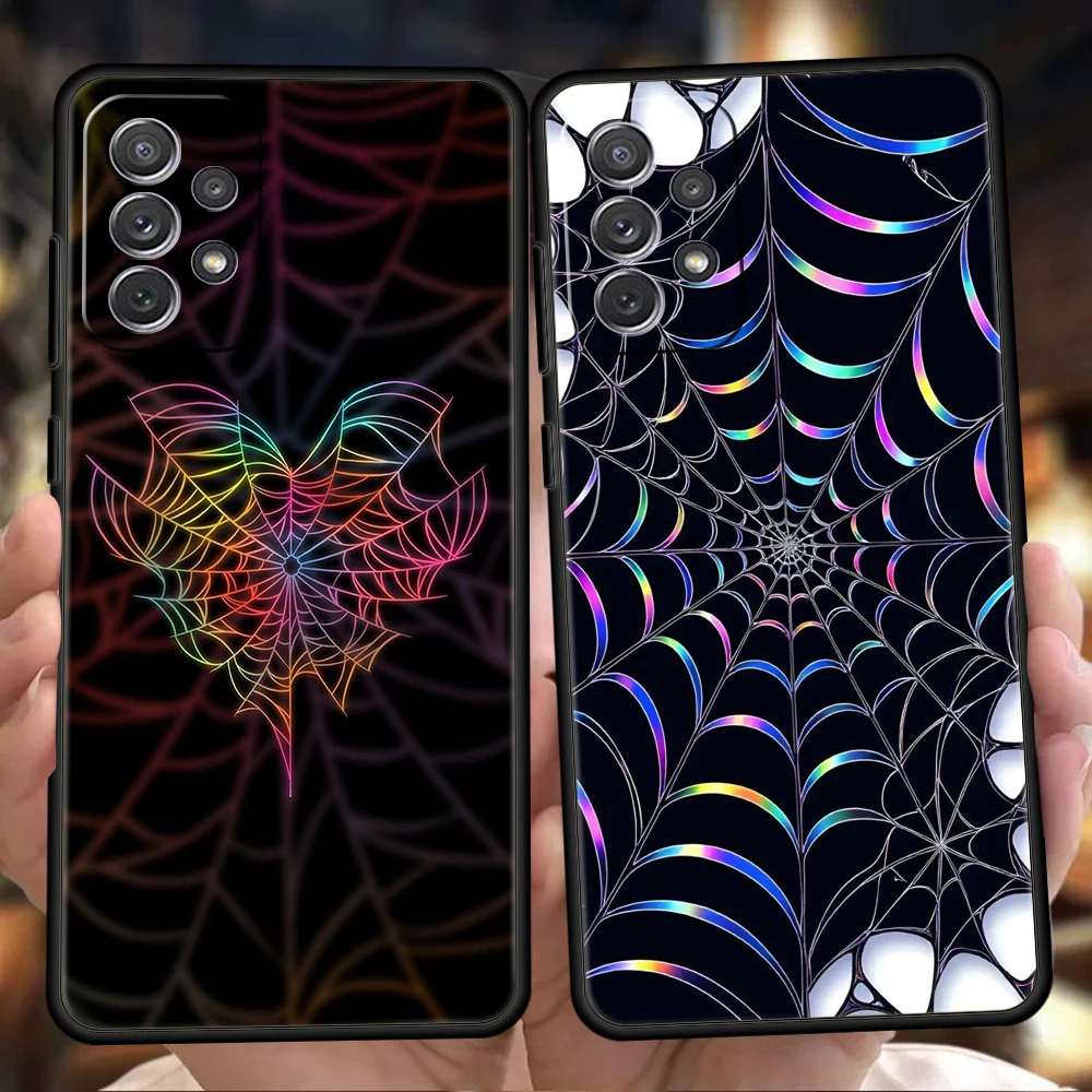 Phone Case for Samsung Galaxy A55 A53 A52 A52S A51 A41 A35 A32 A25 A23 A15 A13 A71 A72 5G Soft TPU Shell Spider Web Fundas Capas