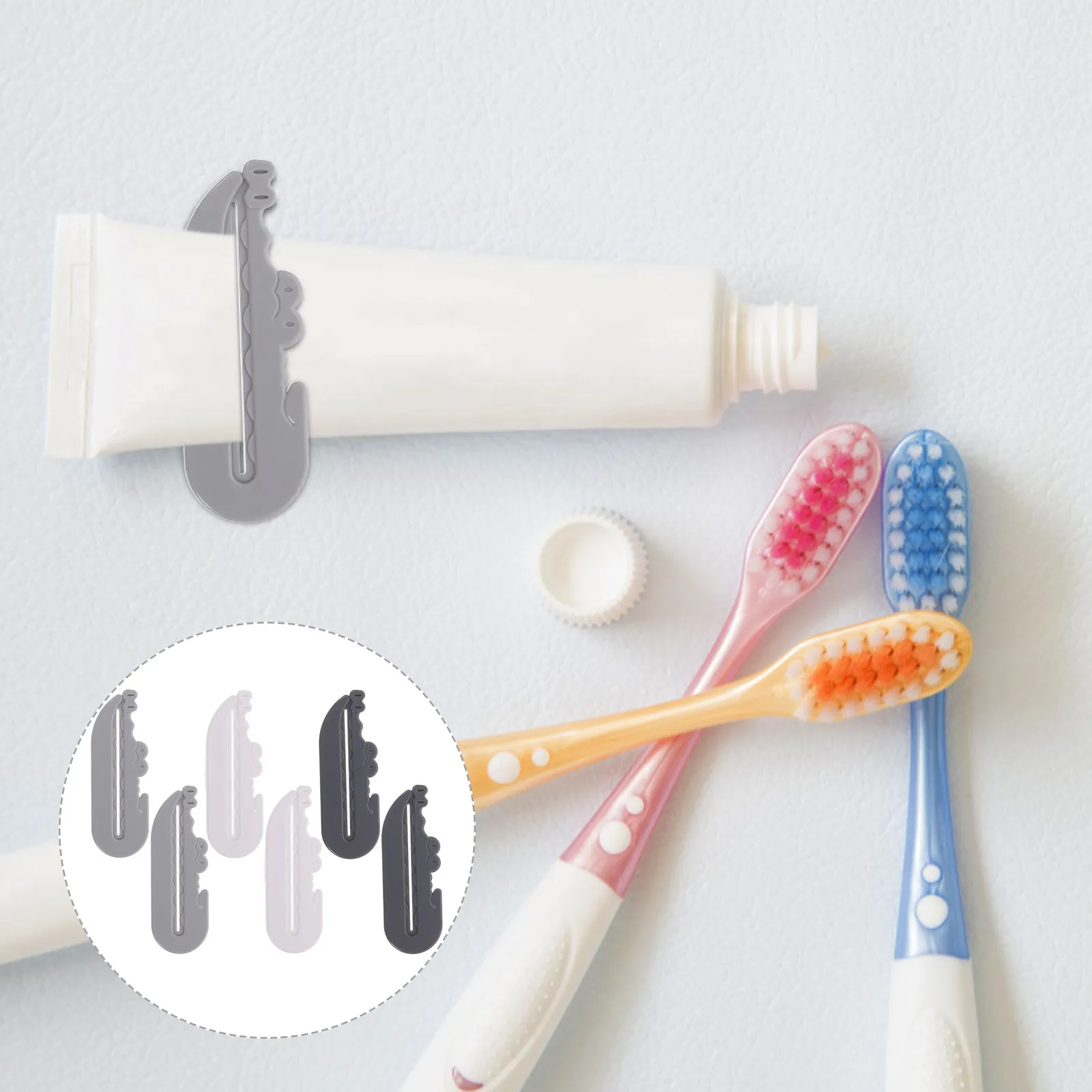 

Набор из 6 дозаторов для зубной пасты в форме крокодила, премиум-класса, для выдавливания крема и очищающих средств, случайный цвет