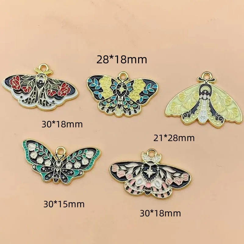 10pcs Butterfly Moth Alloy Pendants Colorful Enamel Insect Butterfly Charms For DIY Pendant Earring Necklace Jewelry Accessories