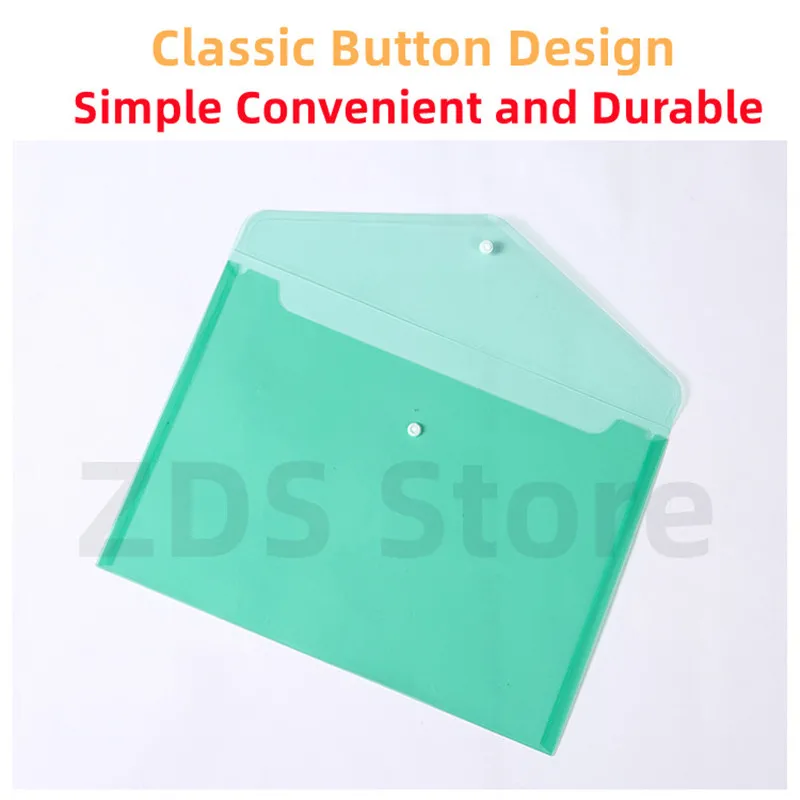 A4 10PCS Plastic Button File Folder Student Test Paper Storage Pouch for Documents Organizer