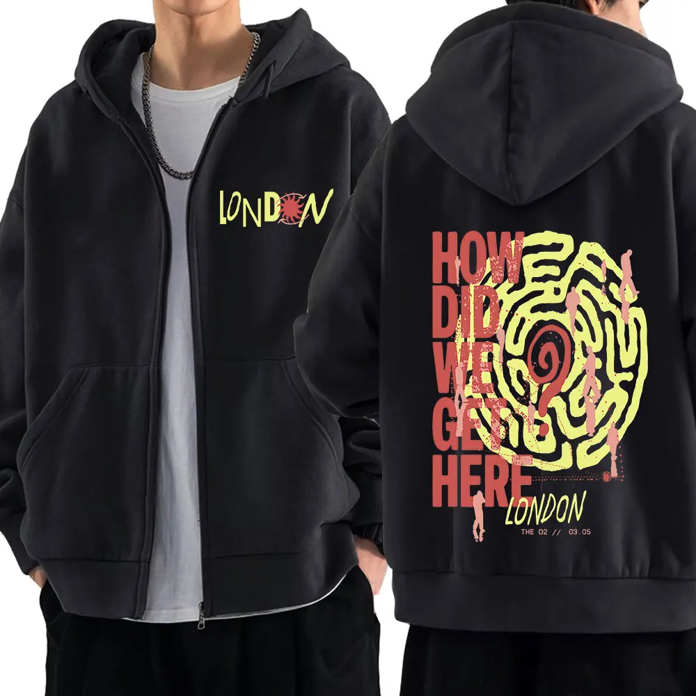 Louis Tomlinson How Did I Get Here Tour 2026 Print Zipper Hoodie Men Women Hip-hop Sweatshirts Casual Gothic Punk Zip Up Jacket