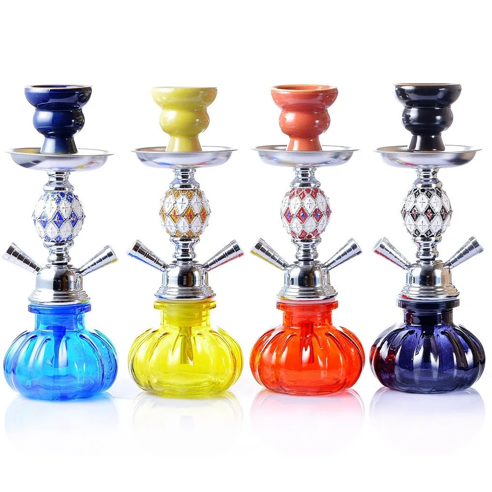 Double Hoses Glass Shisha Hookah Water Pipe Kit Nargile Sheesha Chicha Narguile Completo Bowl Charcoal Tong Hookah Smoking Pipe