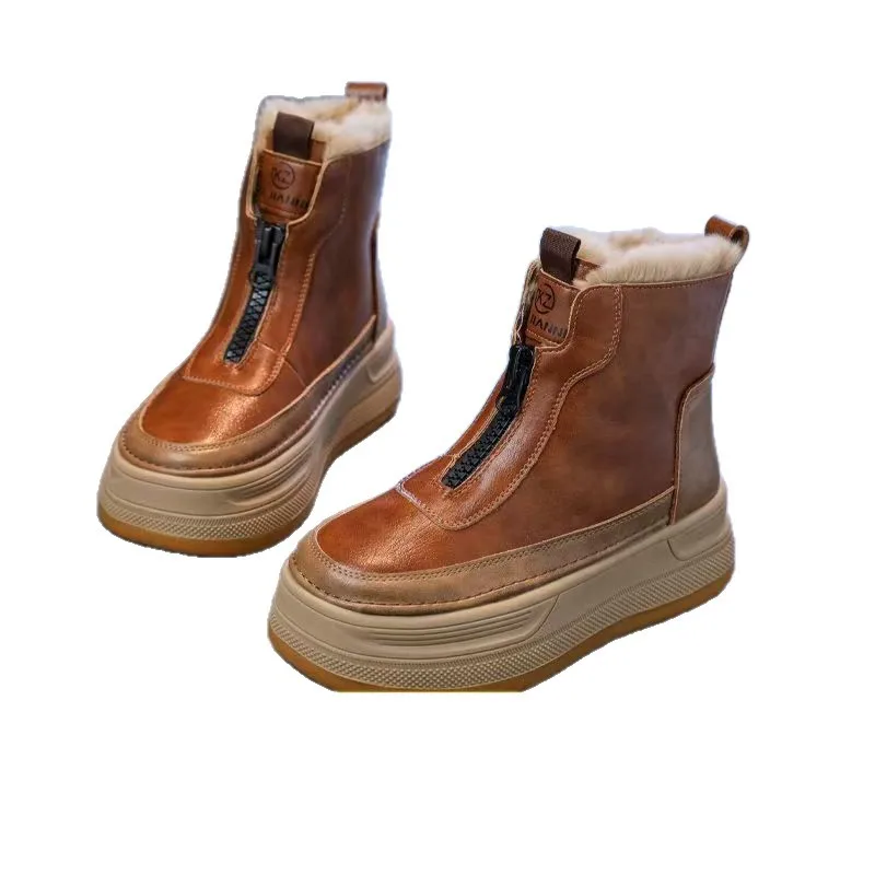 

2025 New Girls Winter Snow Boots Fleece Lined Thick Sole Warm Cotton Shoes Casual Short Booties