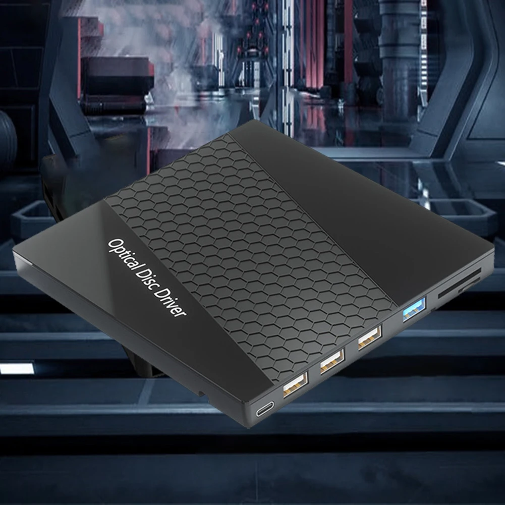 7 In 1 Usb3.0 Type C Dvd-Speler Brander Lezer Met Kaartlezer Usb Hub 7-In-1 Usb3.0 Usb C Externe Cd Dvd Drive Slanke Dvd-Brander