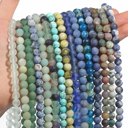Natural Matte Turquoise Blue Agate Rose Quartz Jasper Round Beads Jewelry Making Beads for Bracelet Needlework DIY Accessories