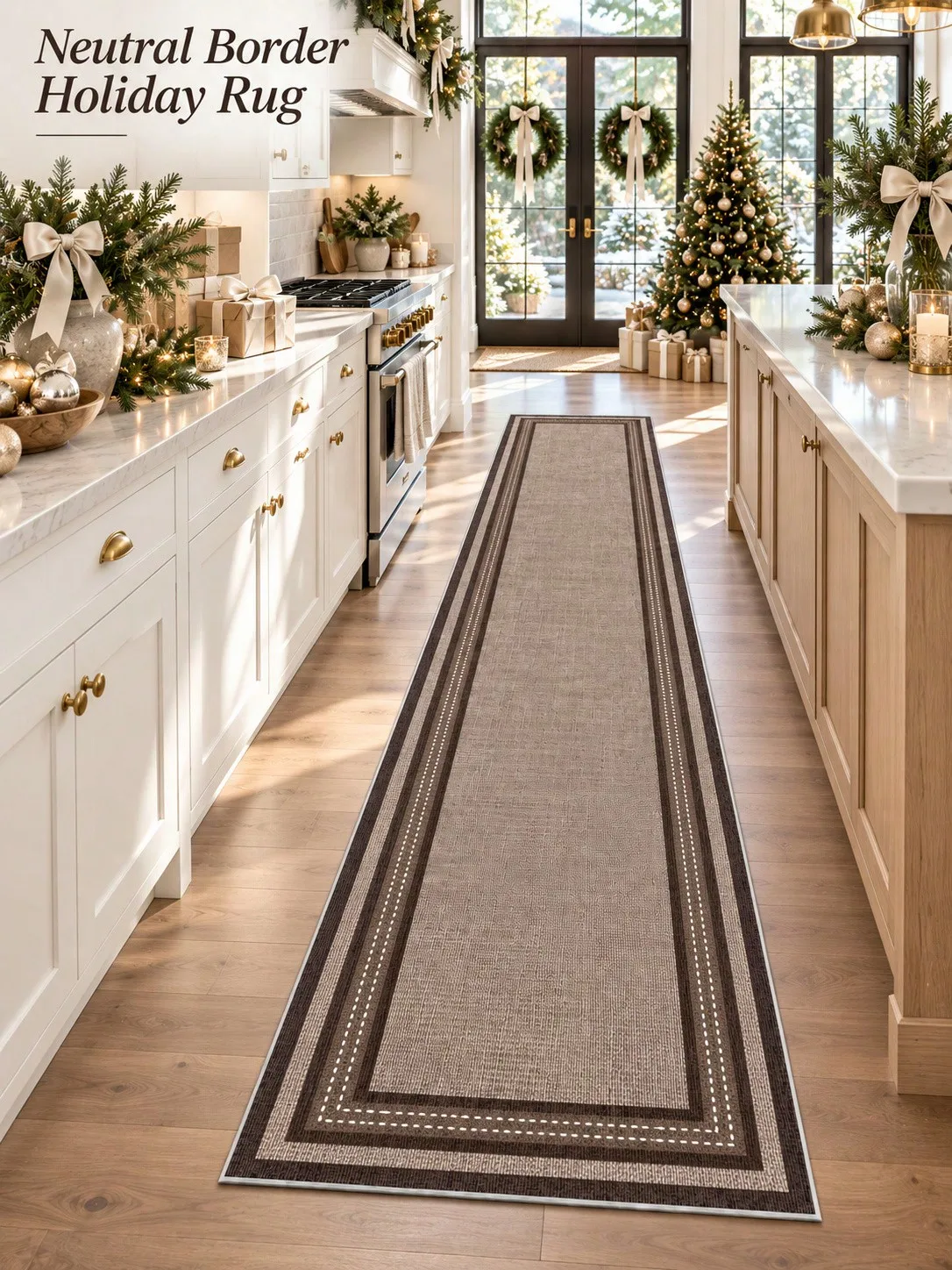 Line Dot Border Aisle Runners Hallway Kitchen Entryway Runner Rugs with Rectangle Frame Living Room Floor Decor Long Carpet Bedroom Corridor Apartment Home Christmas Thanksgiving Anniversary Birthday Housewarming Gifts for Family and Friends