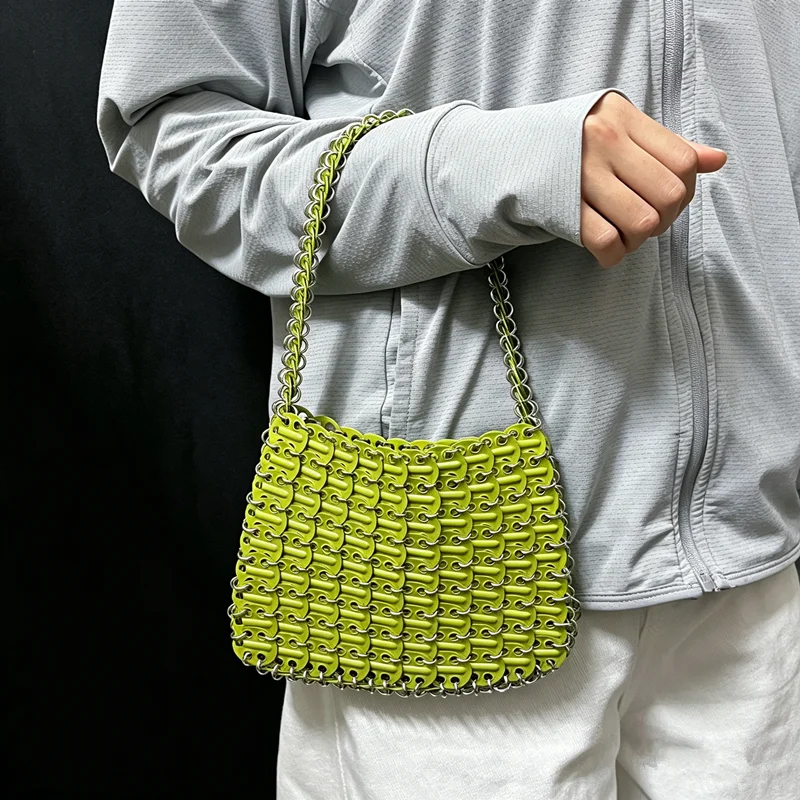 Women's Bag luxury Bags Designers Italian Bag Hand Woven Metal Silver Sequin Handbag Women Evening Bag Travel Holiday Tote Bag