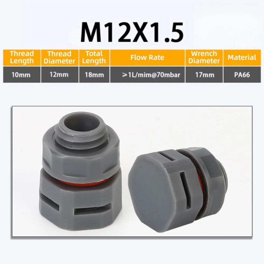 New IP68 Waterproof Vent Plug M12x1.5 Nylon Breather Valve Pressure Valve