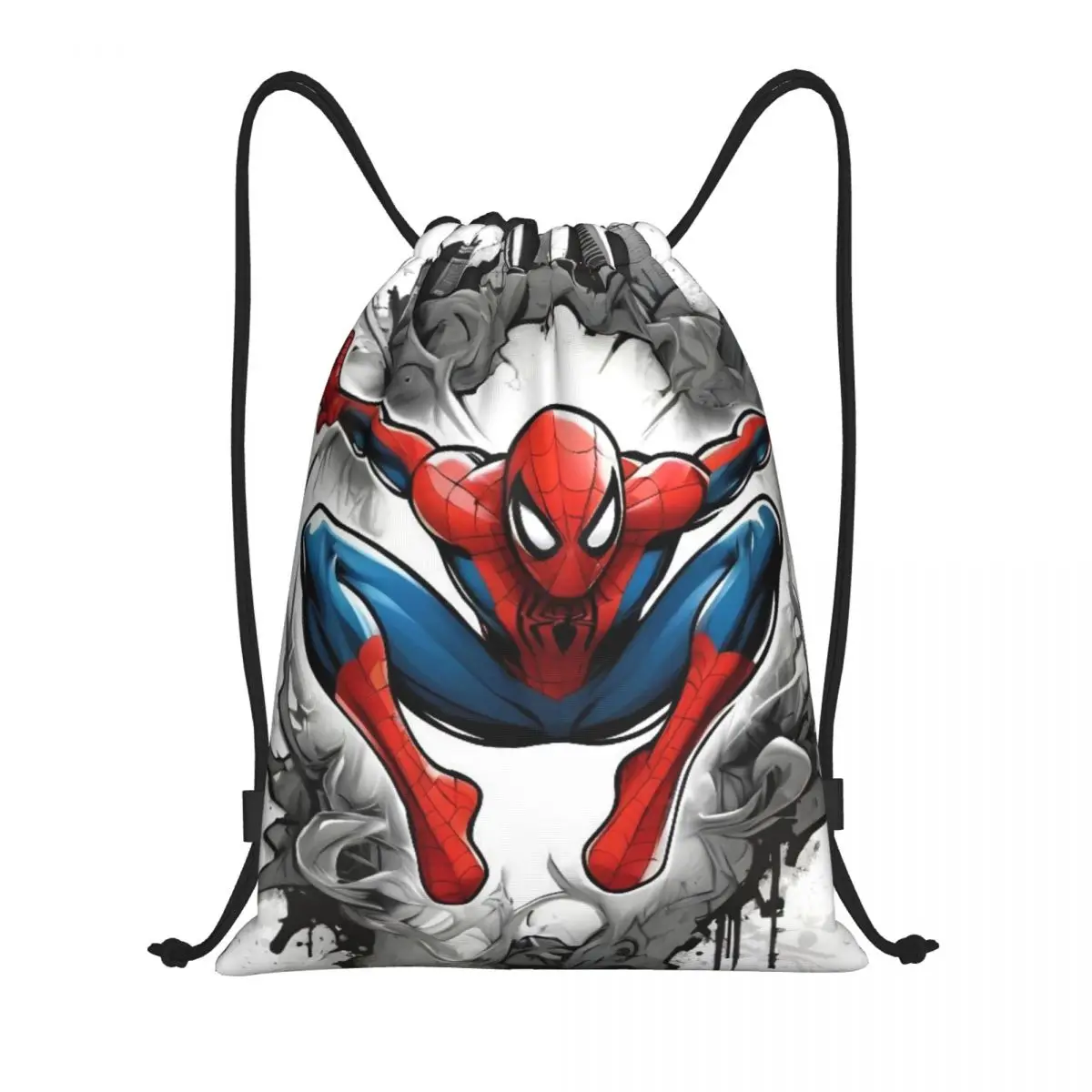 Custom Patroon Logo Trekkoord Tas Spider Man Reizen Rugzak Student Opbergtas Schooltas ꦫ