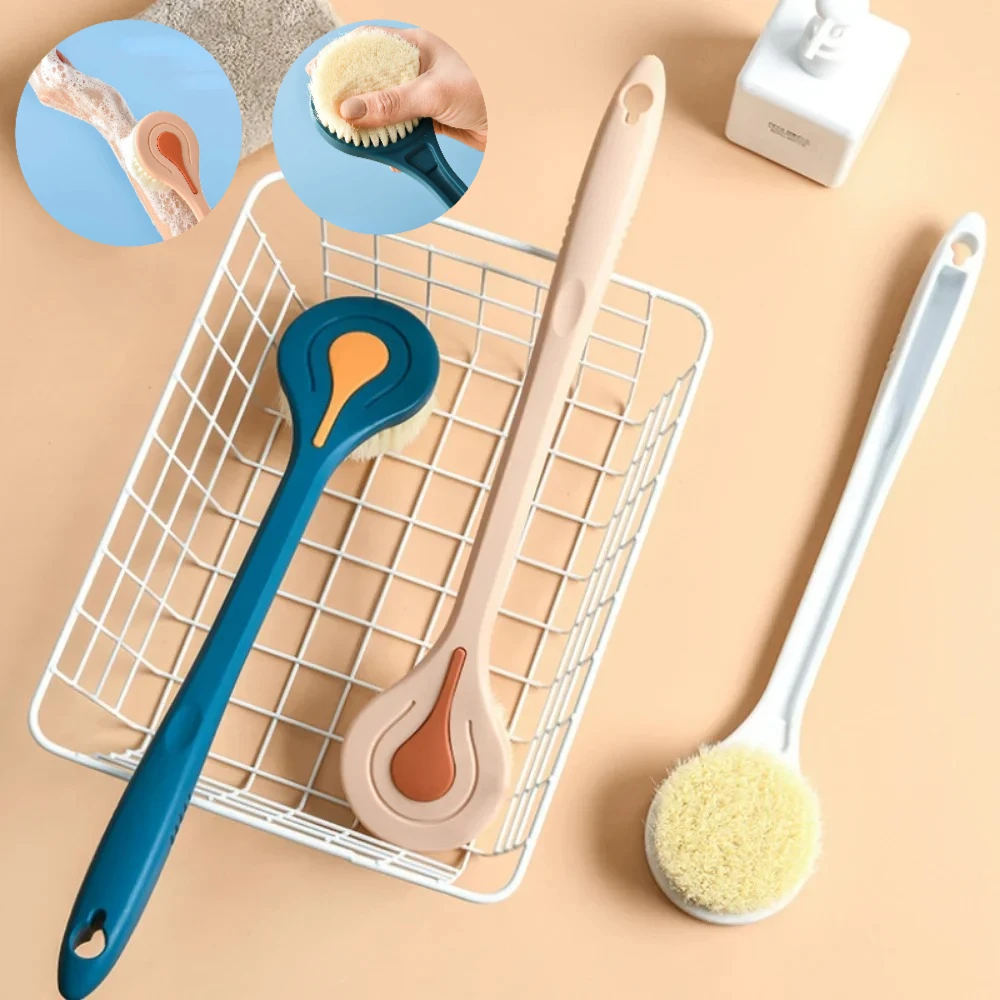 

1pc Long Handle Soft Bristle Bath Brush - Back Scrubber & Body Exfoliator, Shower Massage - Bathroom Body Brush Body Wash