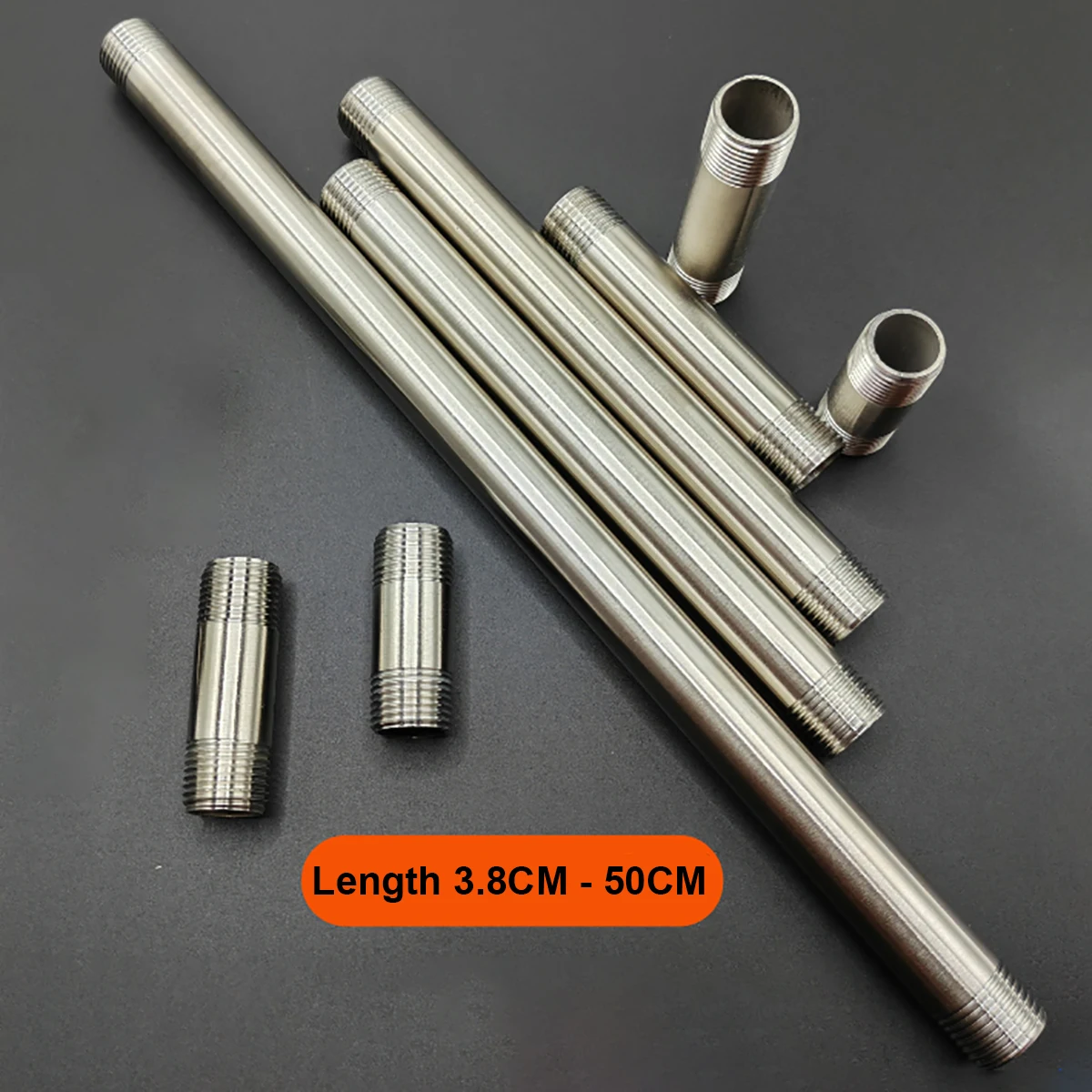 

Length 3.7CM-50CM 1/8" 1/4" 3/8" 1/2" 3/4" 1” BSP Male Thread Long Nipple 304 Stainless Steel Pipe Fitting Connector Adapter