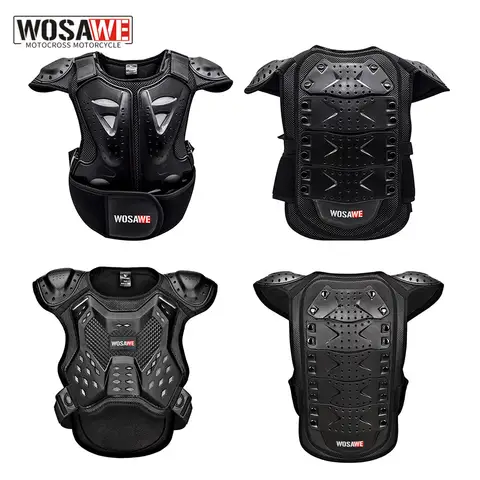 WOSAWE Children's Armor Jacket Spine Chest Protection Equipment Motocross Skateboard Jacket Motorcycle Gear Motos Kids Motocross