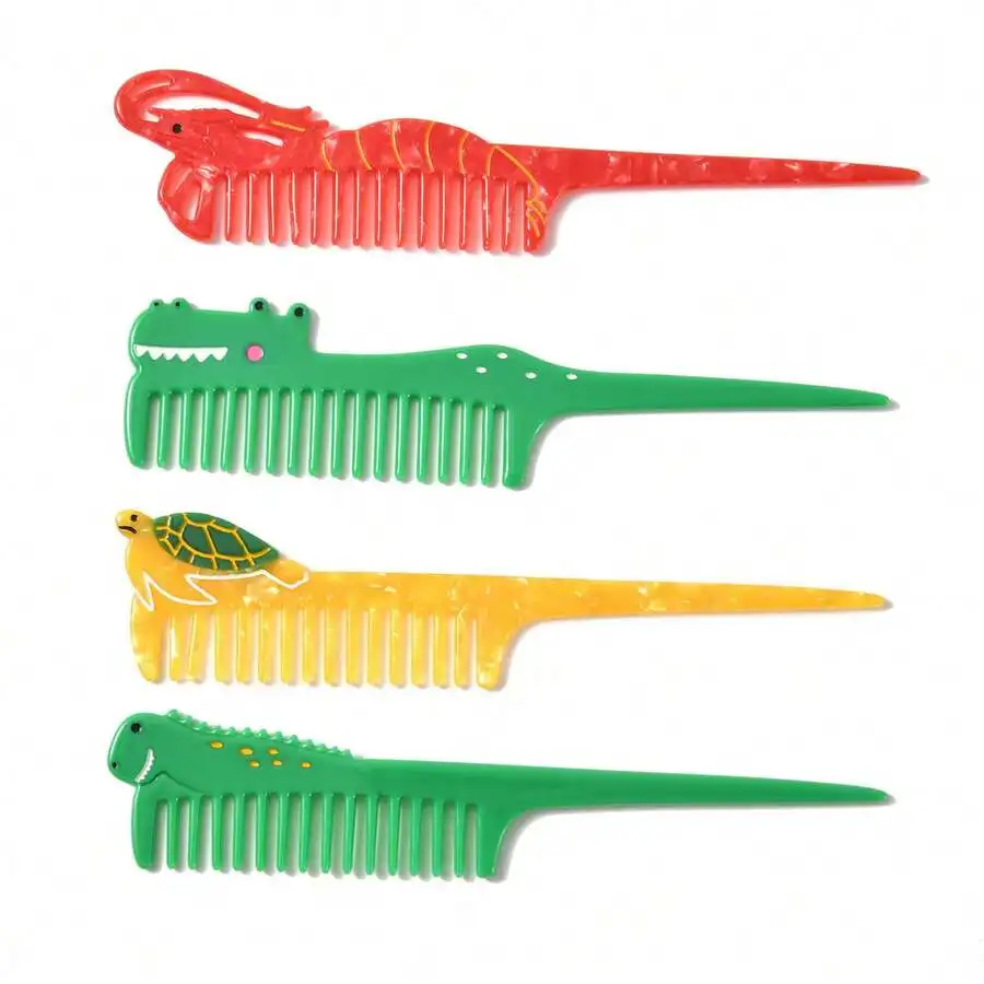 

Creative Acetate Hair Comb Cartoon Animal Design Wide Tooth Anti-Static Styling Comb For Adults