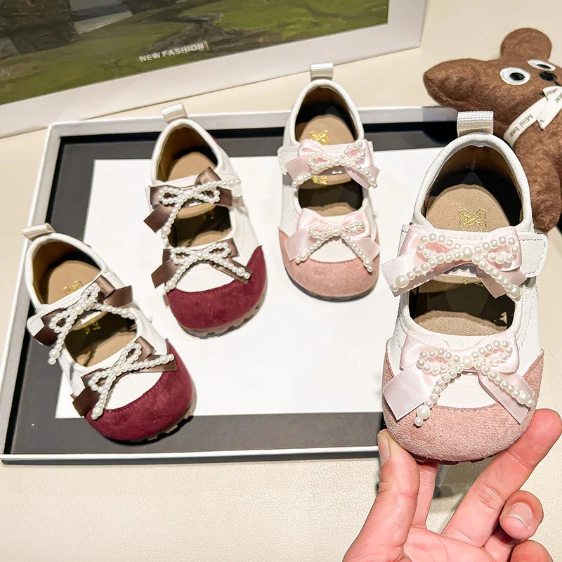 Pearl Chain German Training Shoes 2025 Spring Color blocked Single Shoes Everyday Casual Wear Summer Sandals Princess Shoes