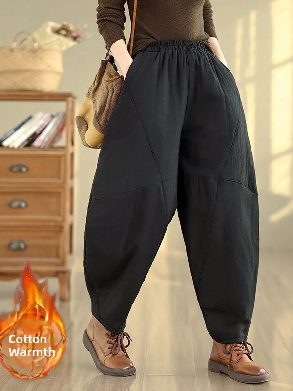 

Slimming Effect Thiened Single-Cotton Lantern Pants Autumn Casual Nine-Point plus Size Women's Clothing Warmth Function