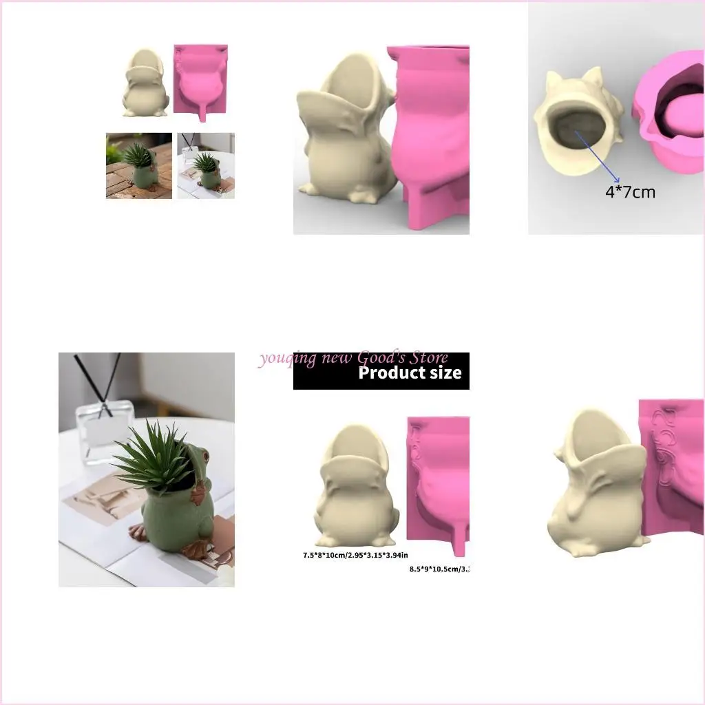 57QA Plant Pots Silicone Mould Frogs Multifuntional Handmade Planter Moulds for Epoxy Resin Concrete Casting