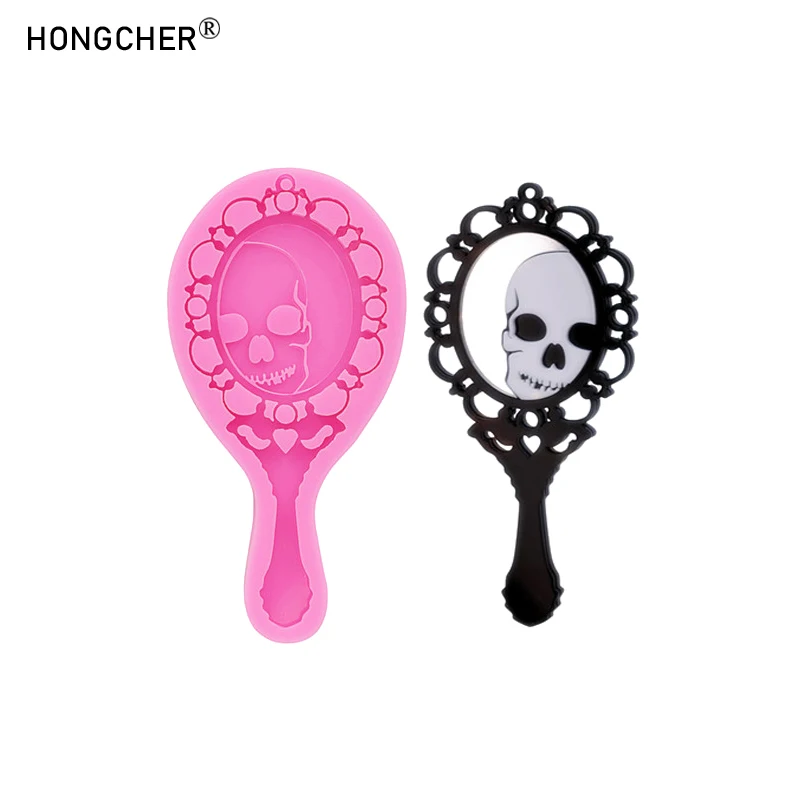 Glänzender Spiegel Halloween Totenkopf Teufel Spiegelform Schmuck Anhänger Epoxid Silikonform Gips Aroma Anhänger Tropfform