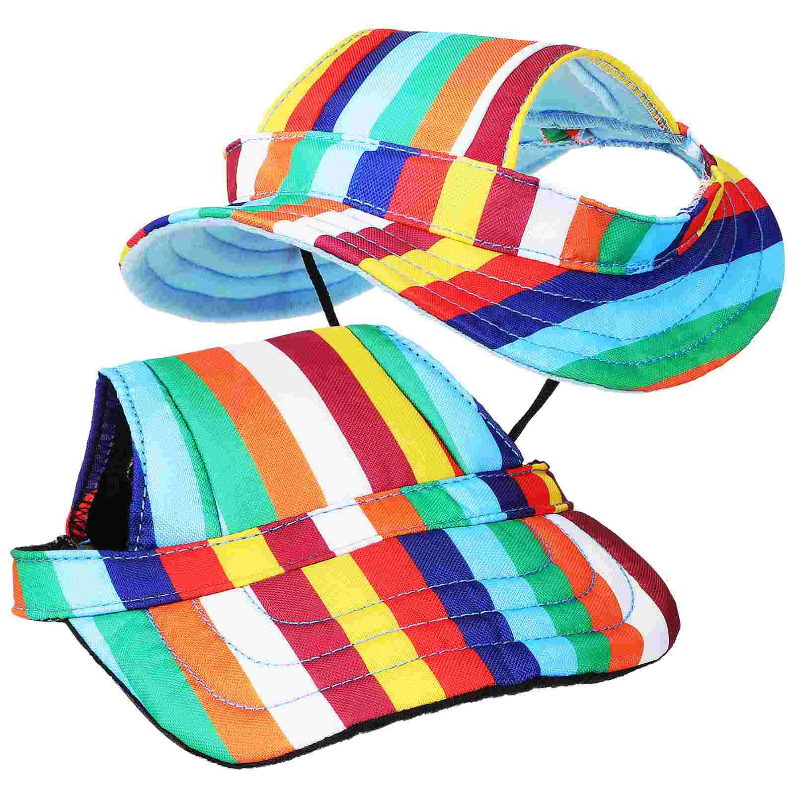 

2 Pcs Dog Sports Hat Set 1 Rainbow Baseball 1 Striped Princess Cap Outdoor Pet Sun Pet Hats Caps Dog Sun Hat Cap