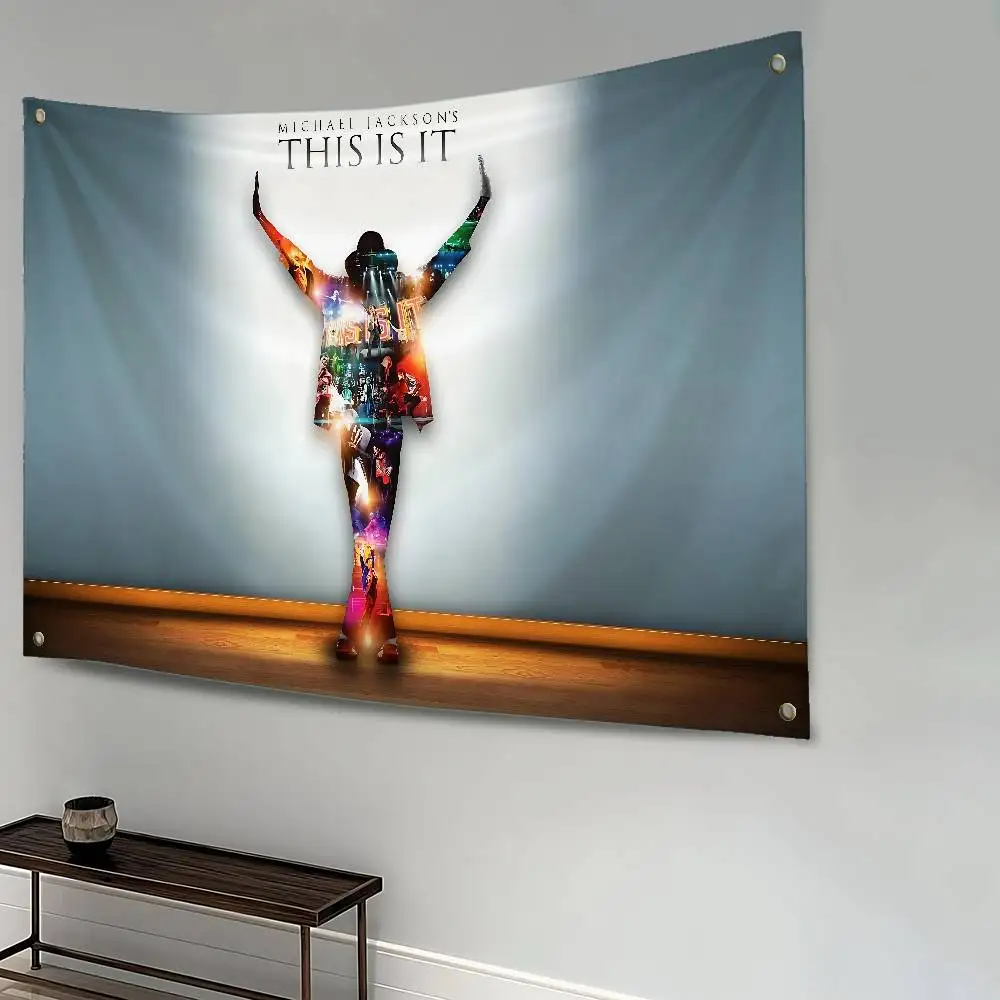 M-Michael J-Jackson Retro Flag Polyester Printed Banner For Decor Tapestry Dorm Room Bedroom