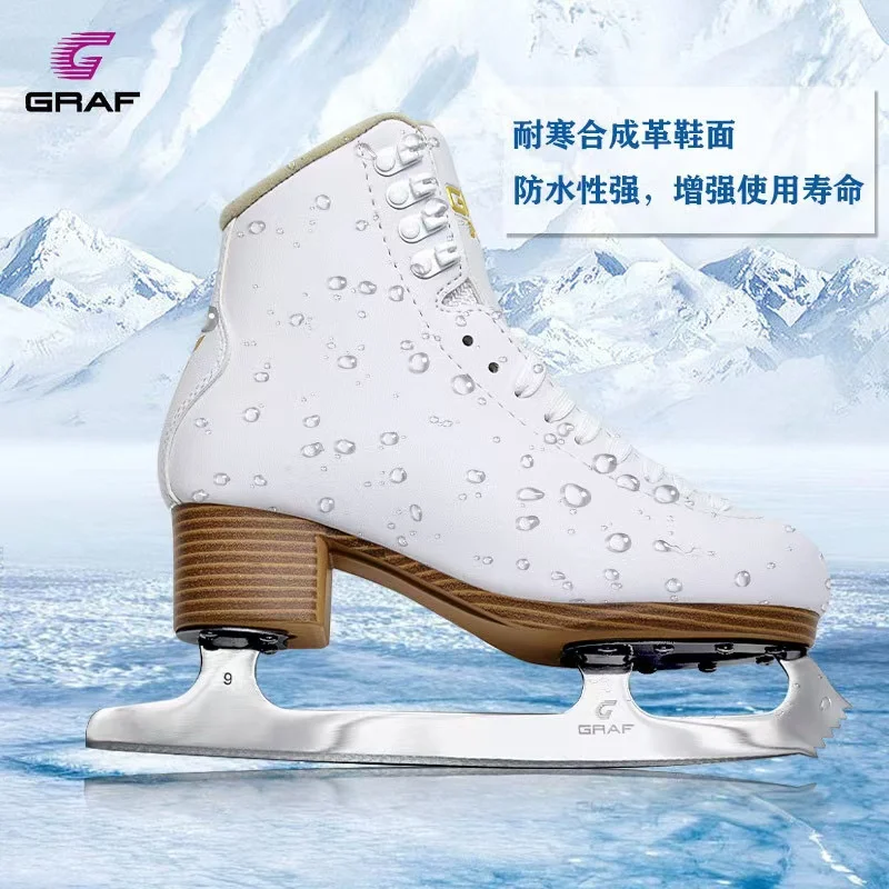 Tamaño 27-41 zapatos de Skate de figura de hielo de cuero genuino zapatillas de patinaje de hoja de hielo gruesas térmicas profesionales para niños adultos