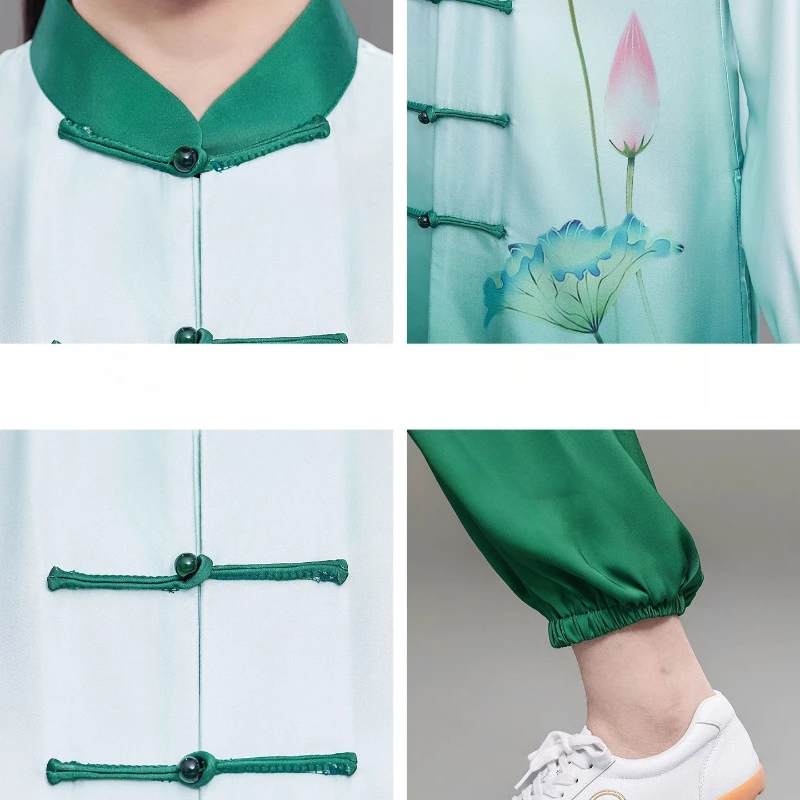 Elegant Women's Wushu Tai Chi Suit Chinese Kung Fu Uniform with Fluid Drape Breathable & Comfortable for Martial Arts Practice