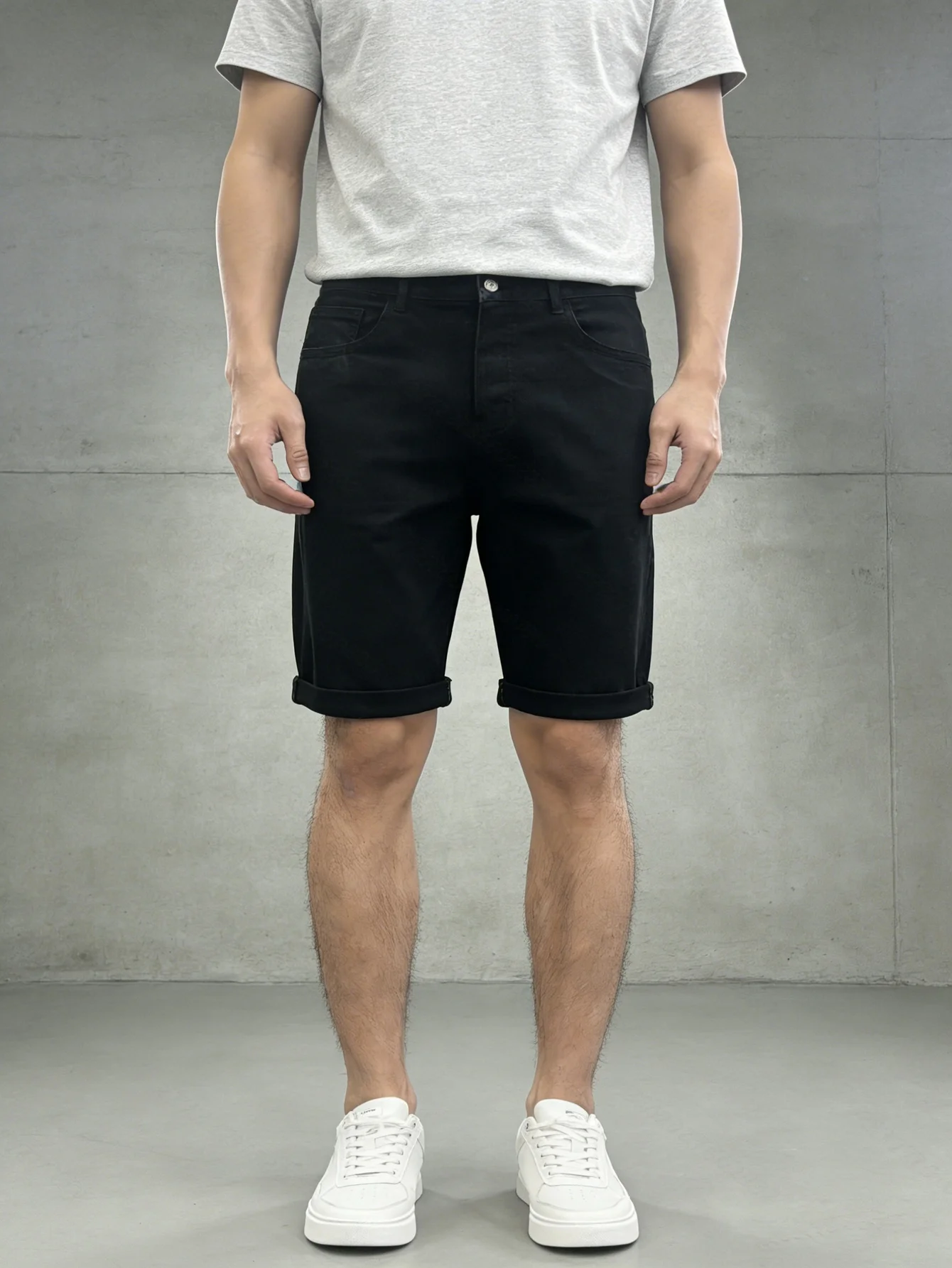 

Мужские черные обтягивающие джинсовые шорты-джоггеры унисекс для мужчин, оригинальный повседневный городской стиль