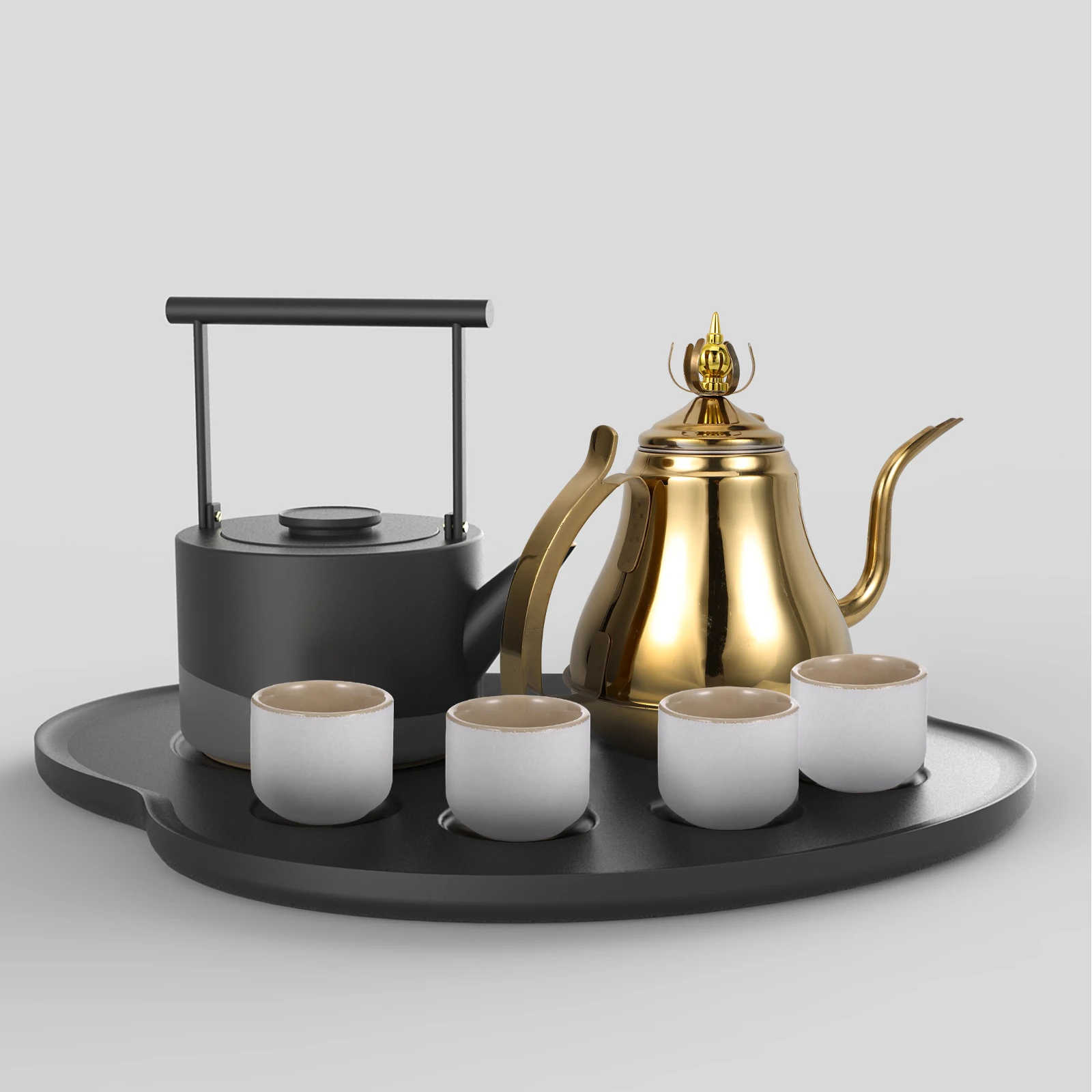 

Stainless Steel Teapot Gooseneck Kettle Heat Resistant Home Office Tea Pot Double Wall Insulated Metal Infuser for Green