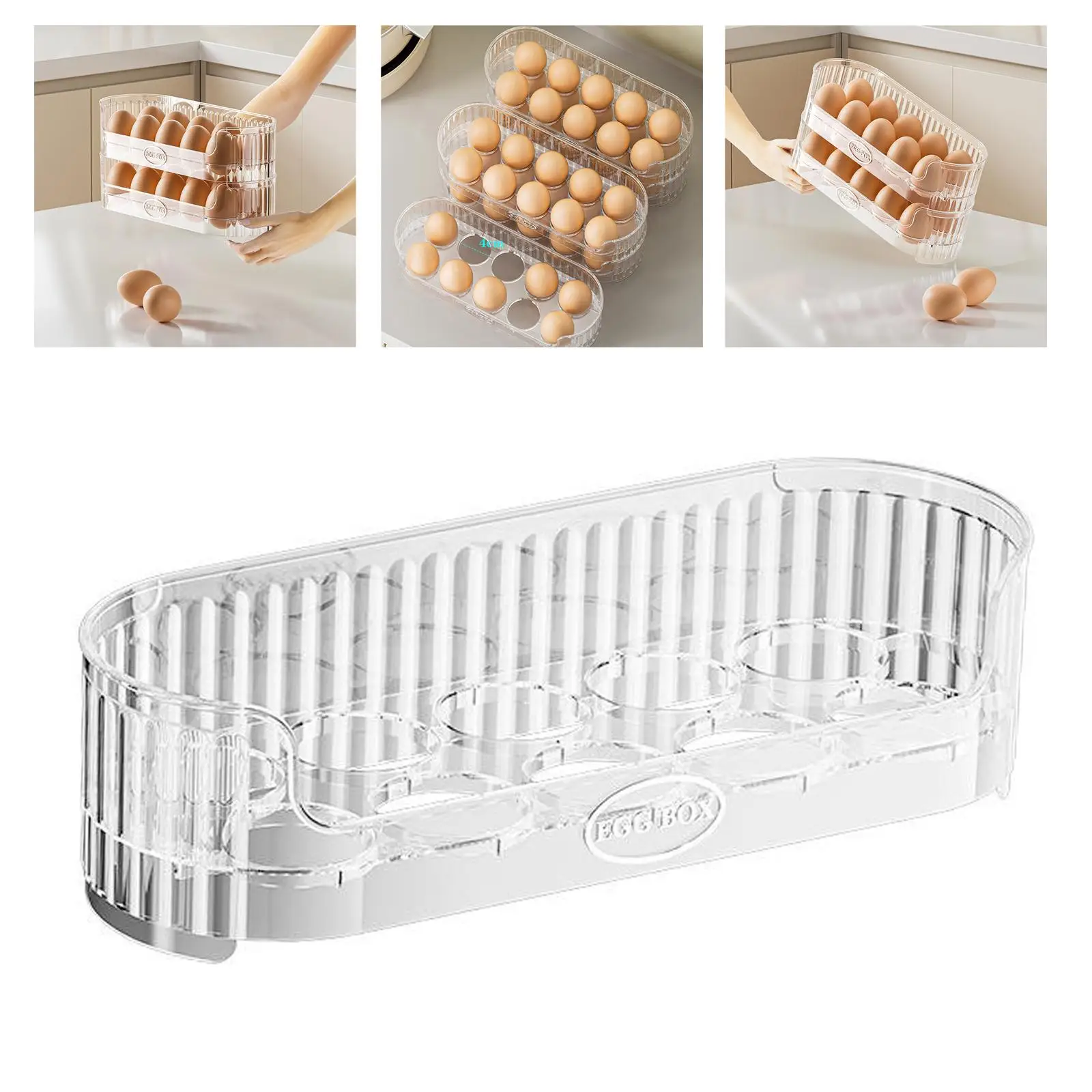 Egg Holder for Refrigerator Egg Organizer Tray Refrigerator Stackable Egg Container for Cupboard Kitchen Organizer Cabinet