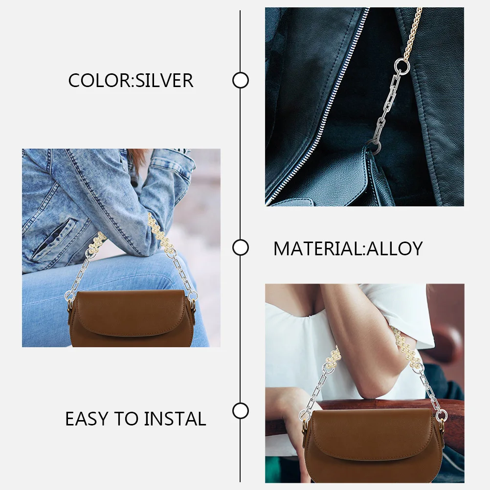 

4Pcs Mahjong Bag Strap Extender Decorative Bag Chain Replacement Crossbody Shoulder Purse Extension Durable Metal Chain