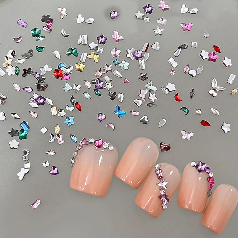 1440pcs Mini Mixed Shape Nail Crystal Rhinestones Acrylic Flatback Glass Diamond Nail Decoration DIY Luxury Nail Accessories