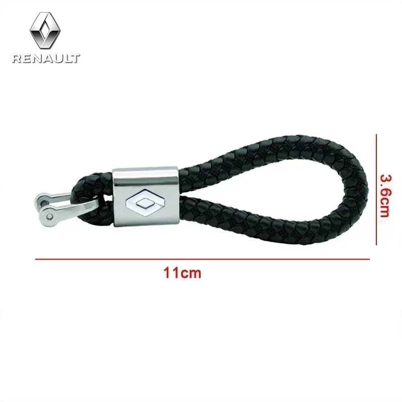 Car Styling Keychain Leather Woven Rope Metal Key Ring For Renault Megane 2 3 4 Twingo Clio Talisman Captur Trafic Scenic 2