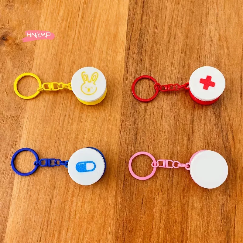 Mini Portable Plastic Pill Box with Keychain - Cross Symbol Medicine Case for Daily Use And Emergencies Sliding Capsule Holder