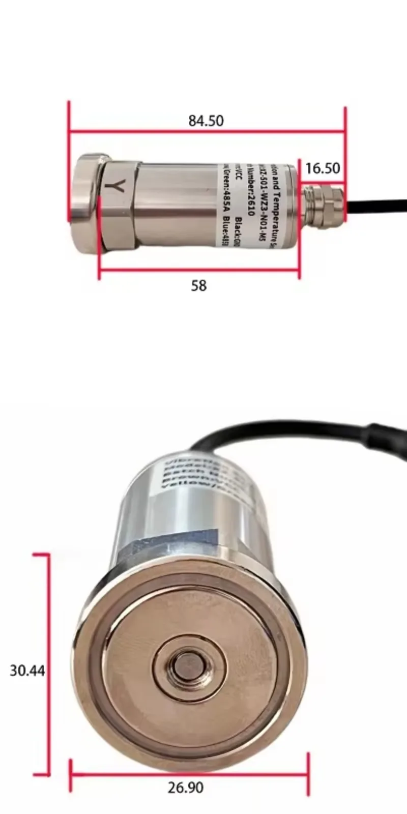 Three-axis Temperature Vibration Sensor Transmitter RS485 Vibration Probe  Magnetic Installation