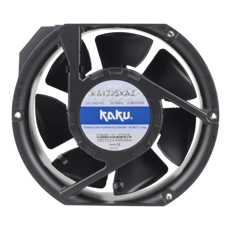 KA1725XA2 50/60Hz 172x150x51mm 172mm AC220-240V 0.28/0.24A 2-pin high Temperature Resistant Cabinet Cooling Fan