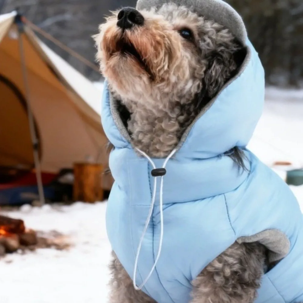 Chaqueta de Plumón Cálida para Perro, Abrigo de Invierno de Algodón Ajustable y Cómodo con Orificio para las Orejas, Protección Contra el Frío, Chaqueta Impermeable para Perro