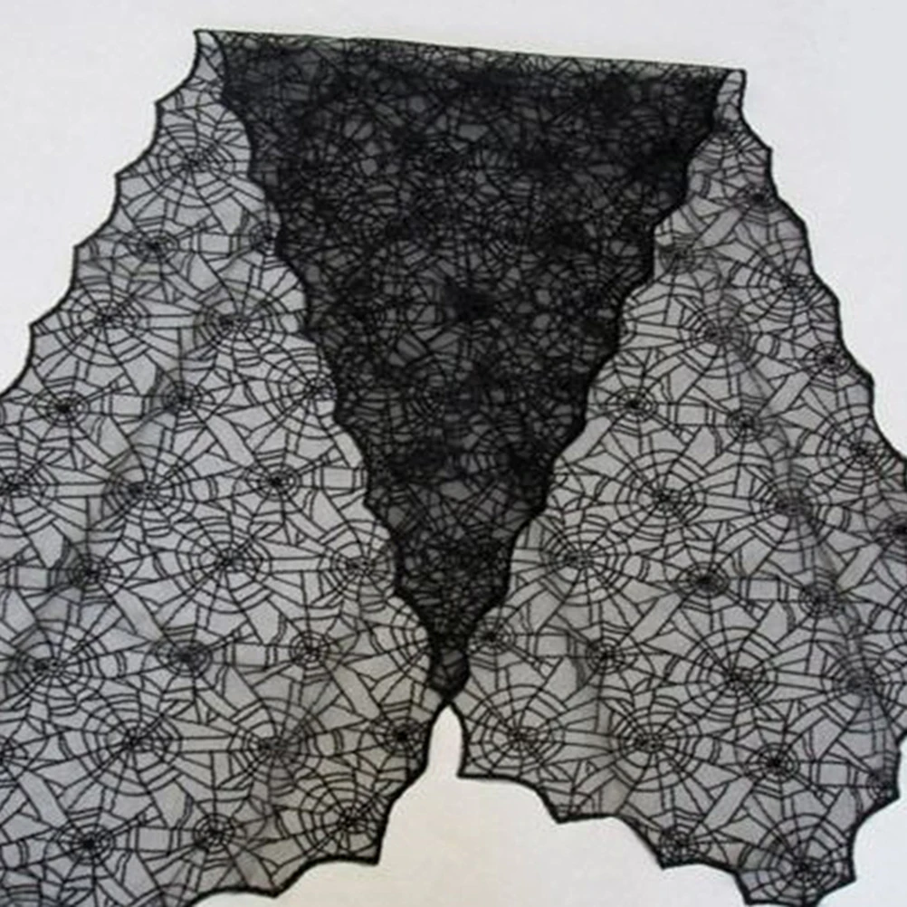 

Spider Web Tablecloth Halloween Lace Runner Cloths Fireplace Party Decoration Indoor Cover