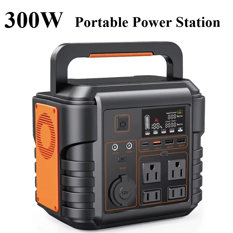 

300W Portable Power Station 296Wh Solar Generator with 110V/220V Pure Sine Wave AC Outlets Backup for Home Use Outdoors Camping