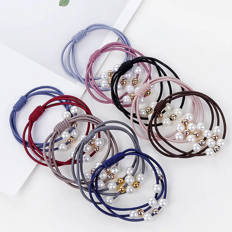 Pearl Beads Hair Rope Multi-Layer Rubber Band Hair Ties For Women Girls Elastic Headband Cute Hair Accessories