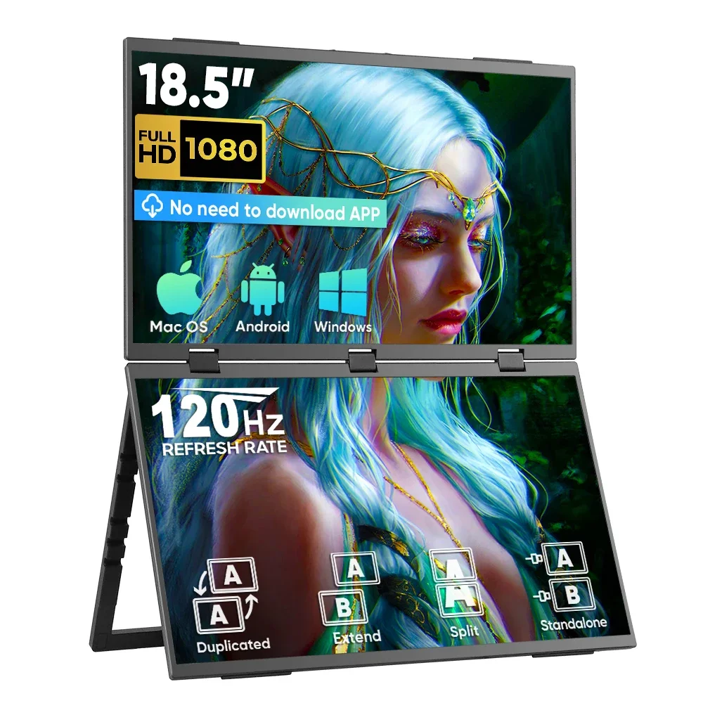 

Best Seller Triple Portable Monitor OEM 18.5 Inch Fold 1080P Screen Dual Monitor For Laptop Type-C USB HD Stand VESA Gaming Fact