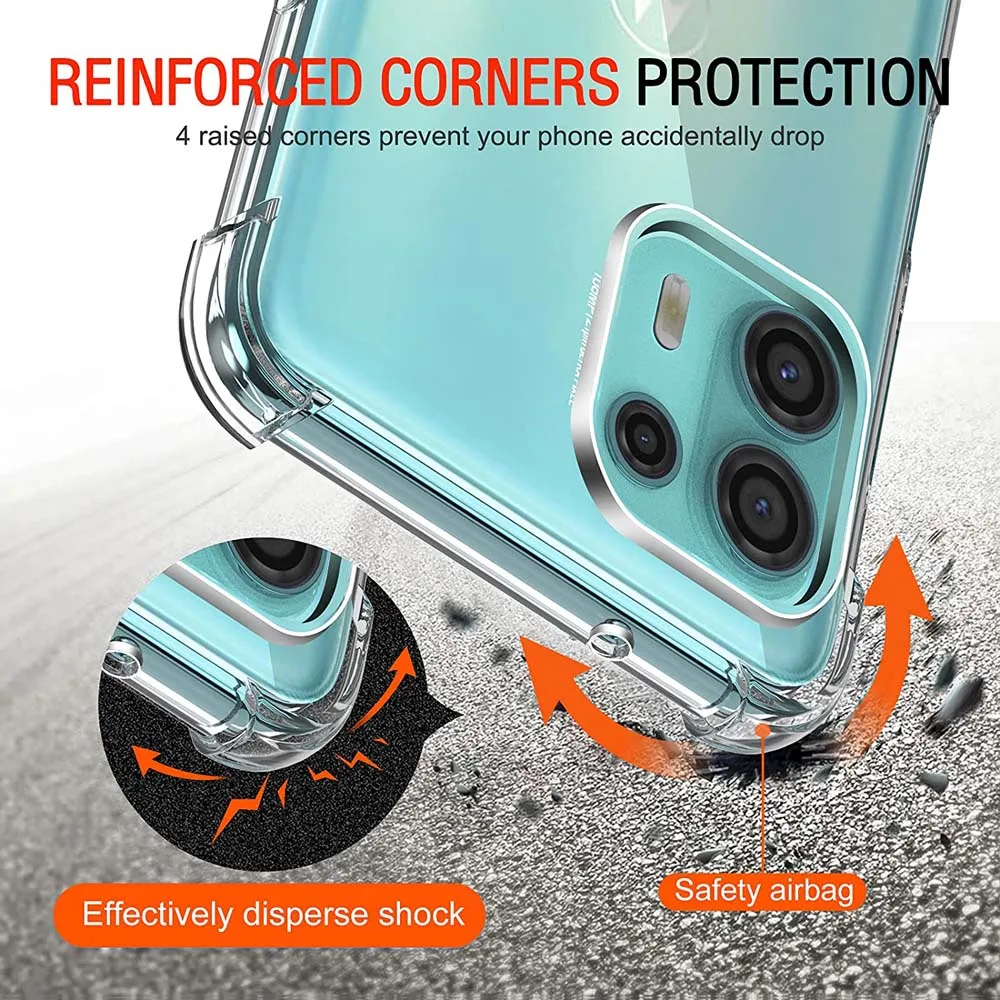 Grube, odporne na wstrząsy, przezroczyste etui na Motorola MOTO G31 G41 G13 G14 G15 G32 G34 G35 G52 G53 G54 G55 G60 G75 G85 Miękkie etui