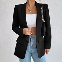 Spring Women Jacket Solid Polyester Cotton Non Strech Long Sleeve Office Lady Blazers New Fashion In Outerwears Coats 4