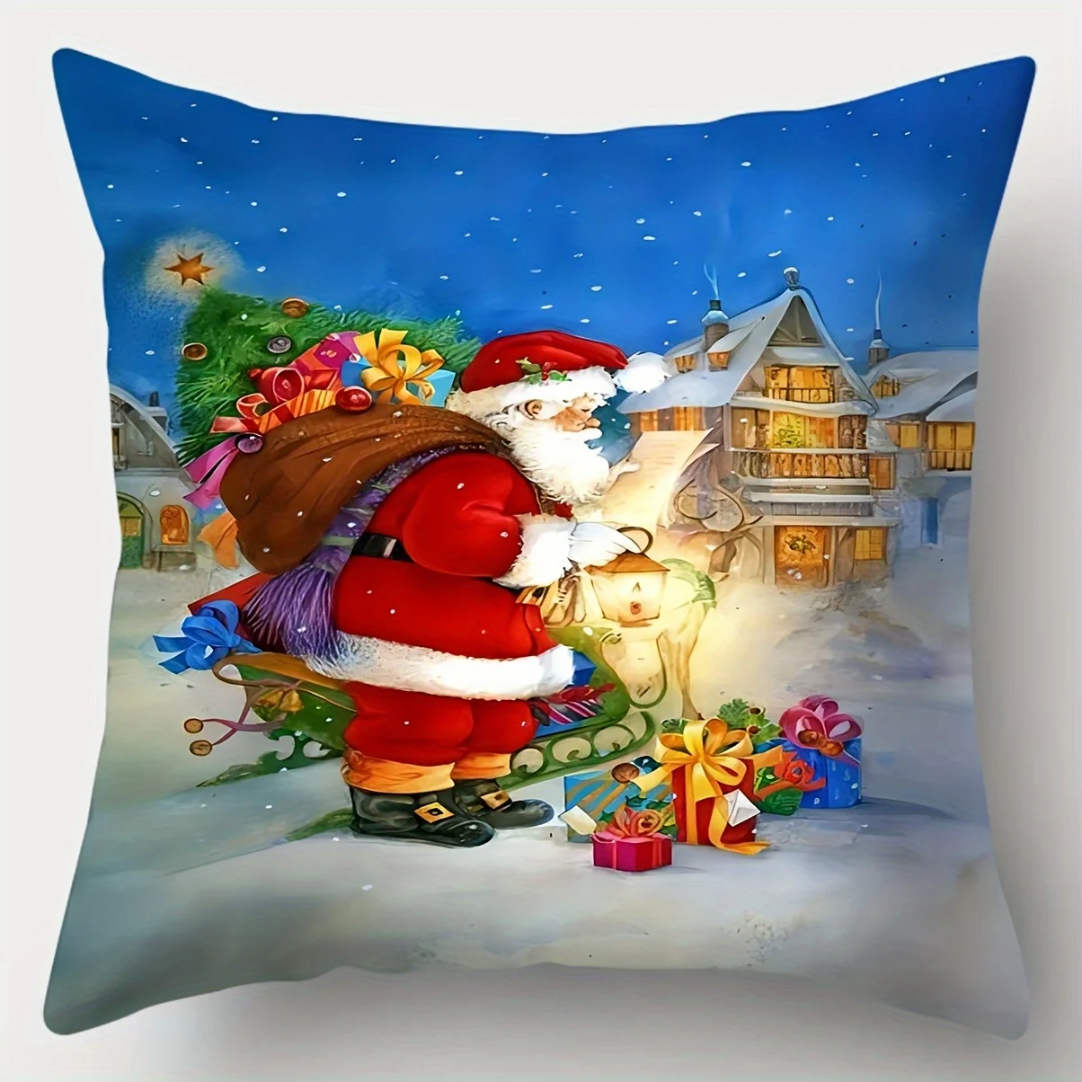 Single Sided Printed Cushion Cover Christmas Series Soft Polyester Fabric Living Sofa Bedroom Bedside Decorative Pillowcase