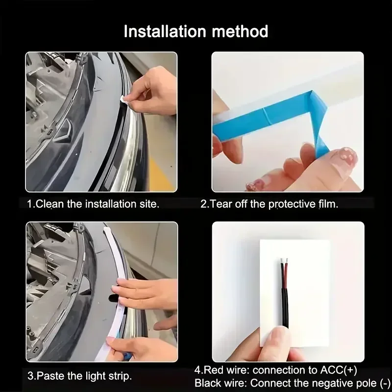 شرائط إضاءة LED لغطاء السيارة - إضاءة خليجية للمحرك مع حاجز توجيه مزخرف للمركبات