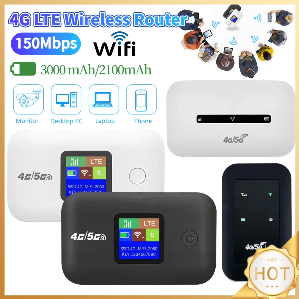 

Мобильный Wi-Fi роутер 4G LTE, 150 Мбит/с, портативная точка доступа Wi-Fi, поддержка 8-10 пользователей, слот для SIM-карты, беспроводной интернет-роутер