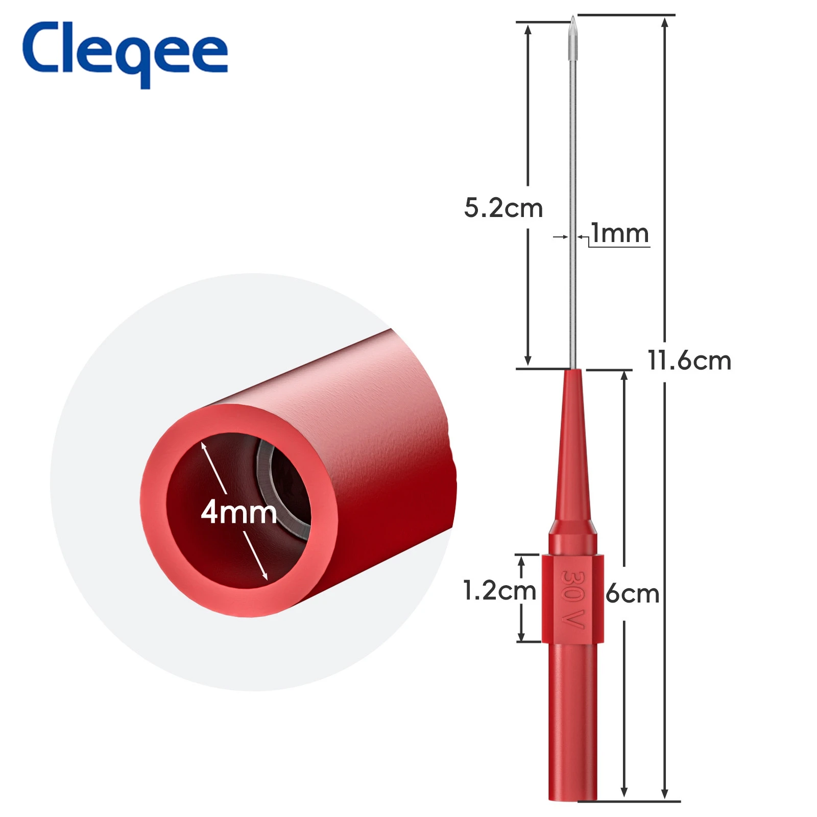 Cleqee P30009L 10pcs 1mm Test Probe Pins Mul-timeter Stainless Puncture Back Probe Needle with 4mm Banana Socket Inspection Tool