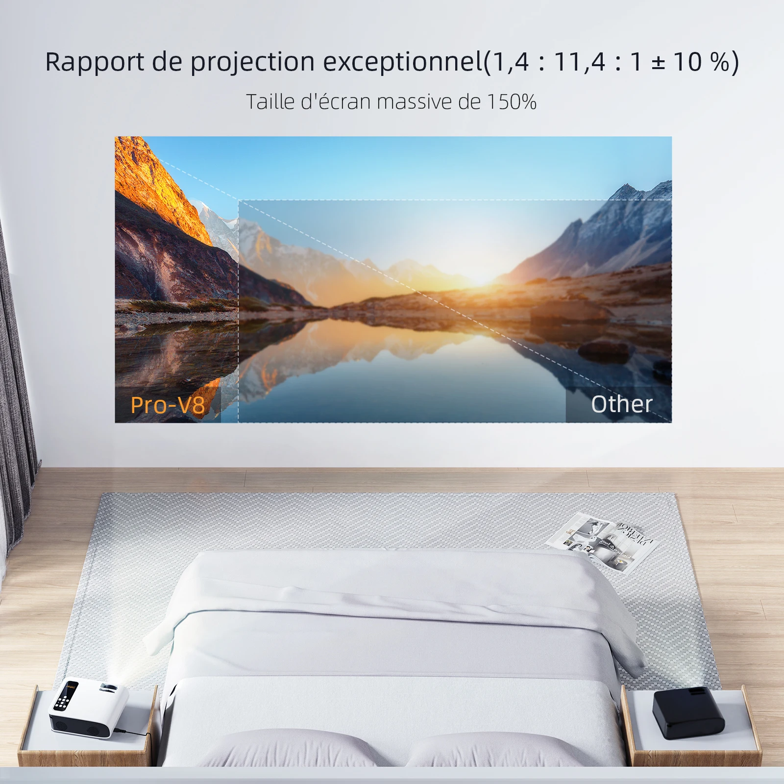 Yaber-proyector de Video LED Pro V8, Wifi, 450 ANSI, retroproyector compatible con 4K, 1080P, Full HD, 1920x P para teléfono, Bluetooth, 5G, cine en