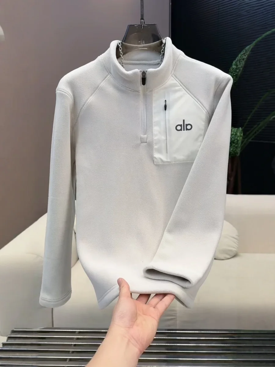 

Faionable mat Men's Hoodie Thiened f-Zip Pure Color Sweatirt Comfortable Long Sve Stand Collar Letter Pattern