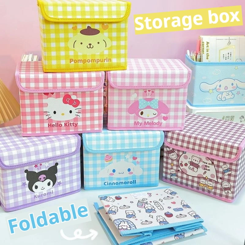 Cute Kuromi Cinnamoroll Sundries Toy Underwear Cosmetic Stationery Organizer Basket Sanrio Hello Kitty Desktop Storage Box