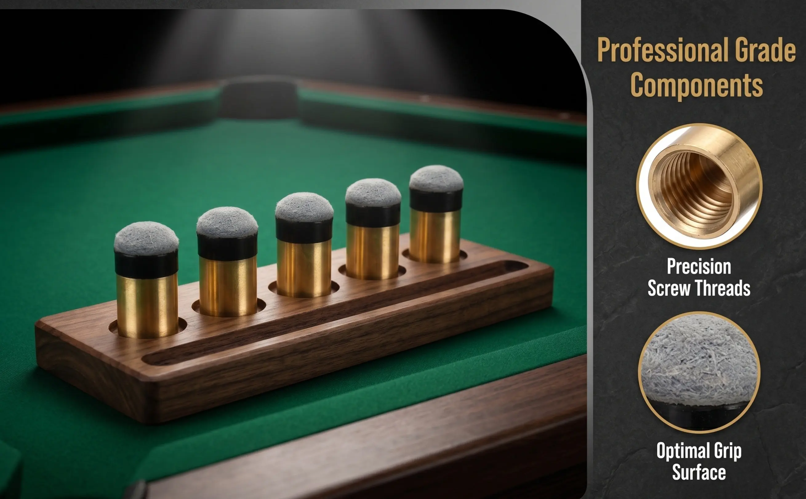 5Pcs Billiard Cue Tips Replacement Kit for Nineball Pool Cues Brass Ferrule Secure Attachment Enhanced Striking Consistency