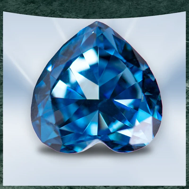 

Cubic Zirconia Crushed Ice Cut No Certificate Heart Shape Fancy Blue Color Charms Beads for Diy Jewelry Making Rings Materials